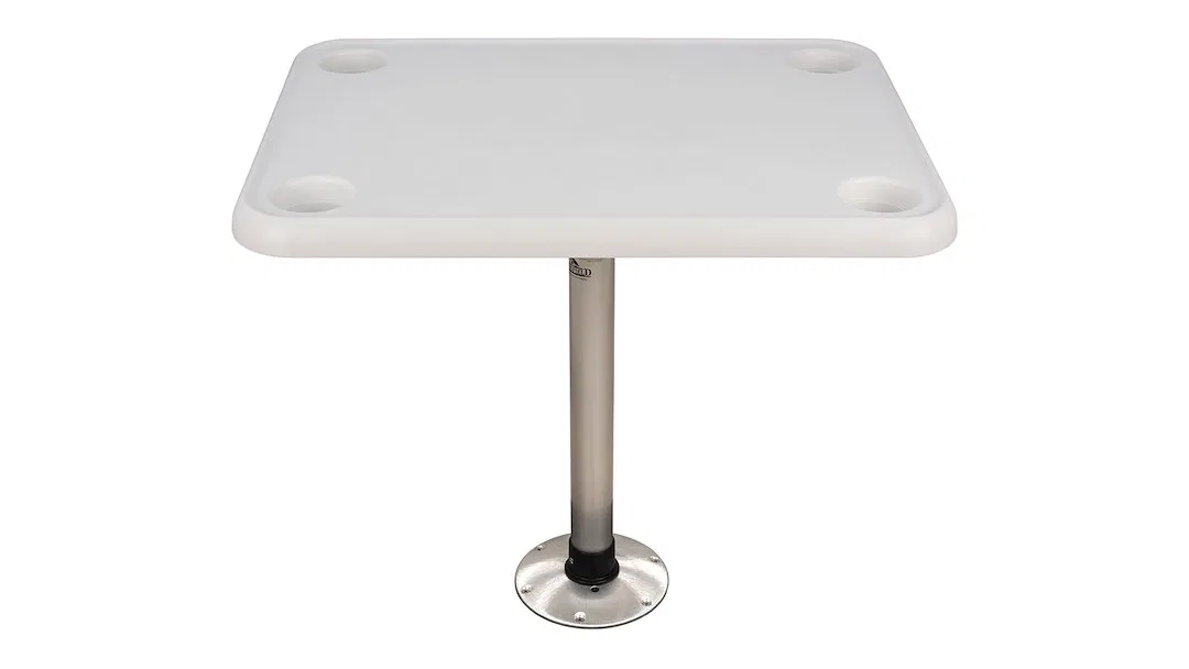 1690107 – SPRINGFIELD Boat Table, Rectangular 28 Inch Length x 16 Inch Width Table Top 27 Inch Fixed Height Table Ped...